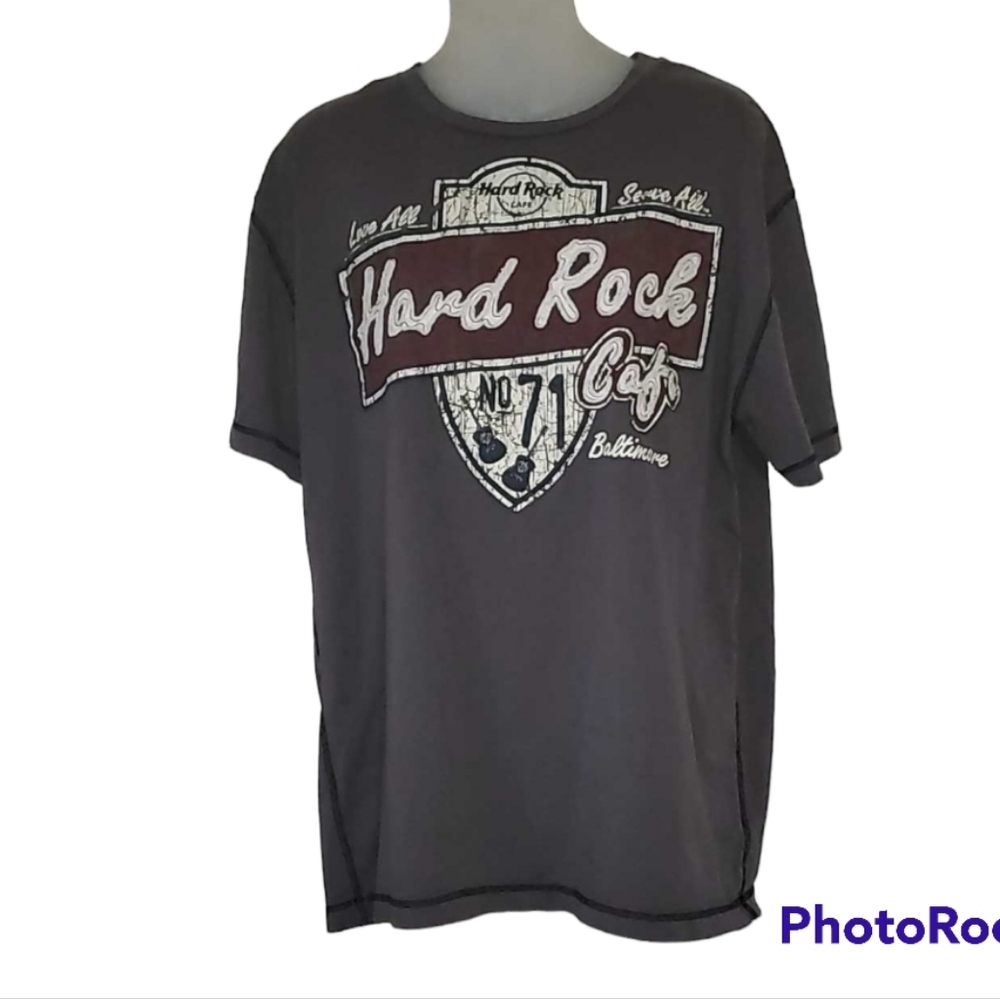 Hard Rock Cafe Gray Tee Shirt Inner Harbor Baltimore MD Short Sleeve Top